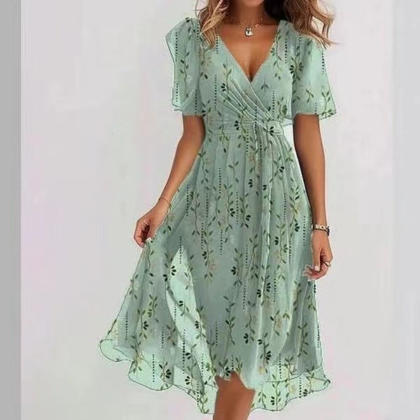 Sonia Women’s Midi Dress – Floral V-Neck Lightweight Flowy Elegant Summer Fit