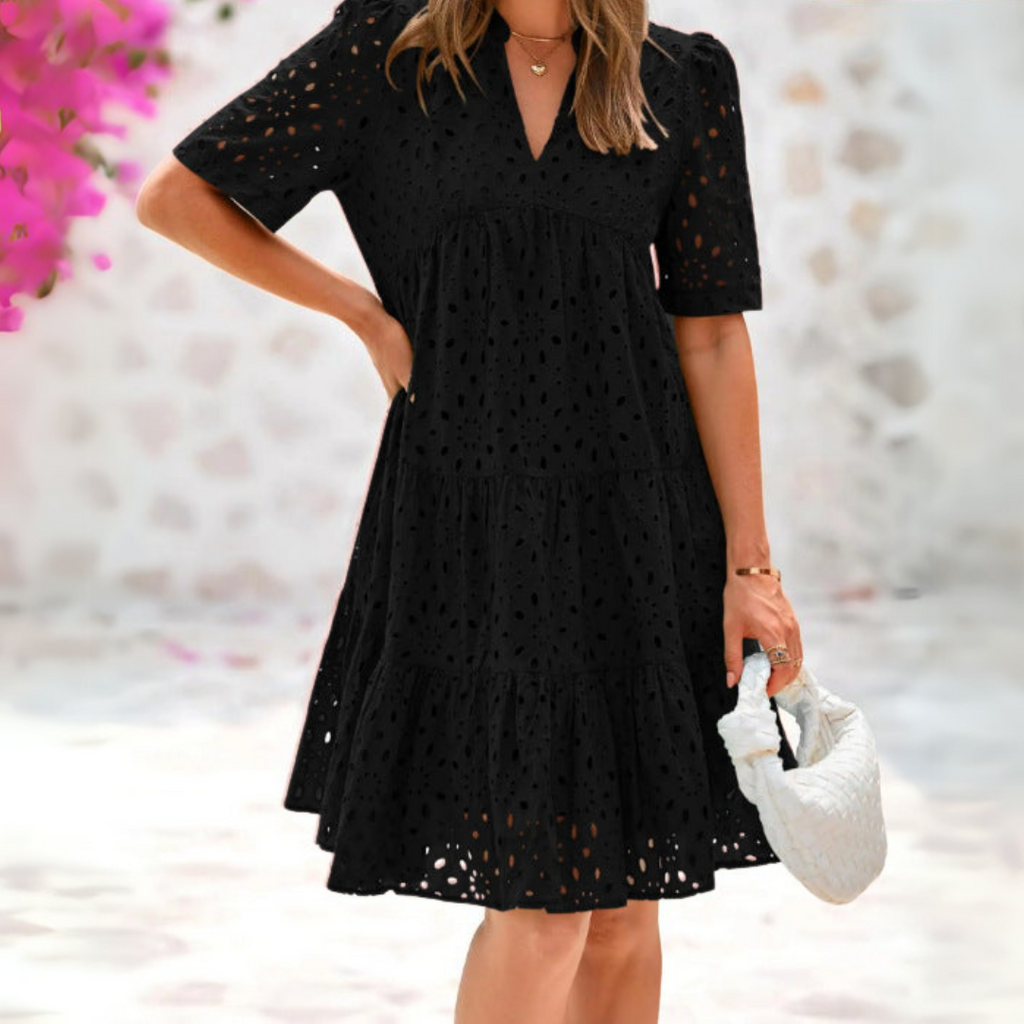 Isalie Women’s Off-Shoulder Dress – Lace Ruffle Lightweight Elegant Summer Fit
