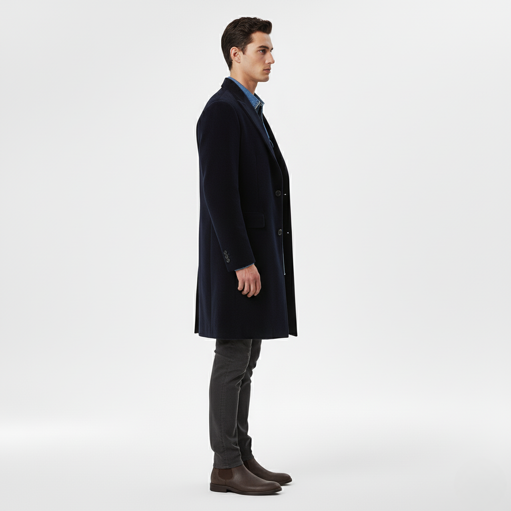 Classic Wool Tailored Long Overcoat