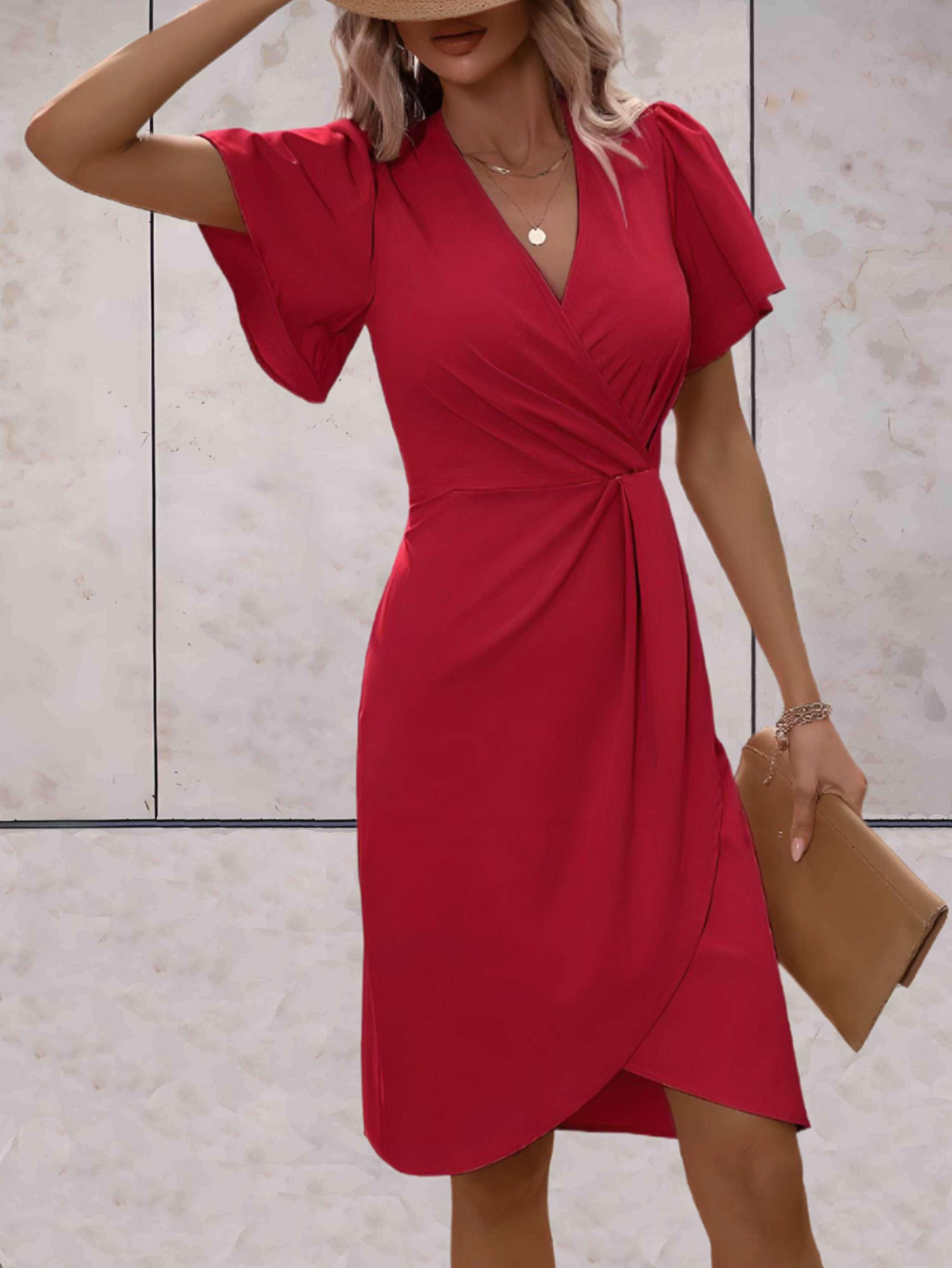 Harper Women’s Wrap Dress – V-Neck Elegant Adjustable Casual Formal Fit