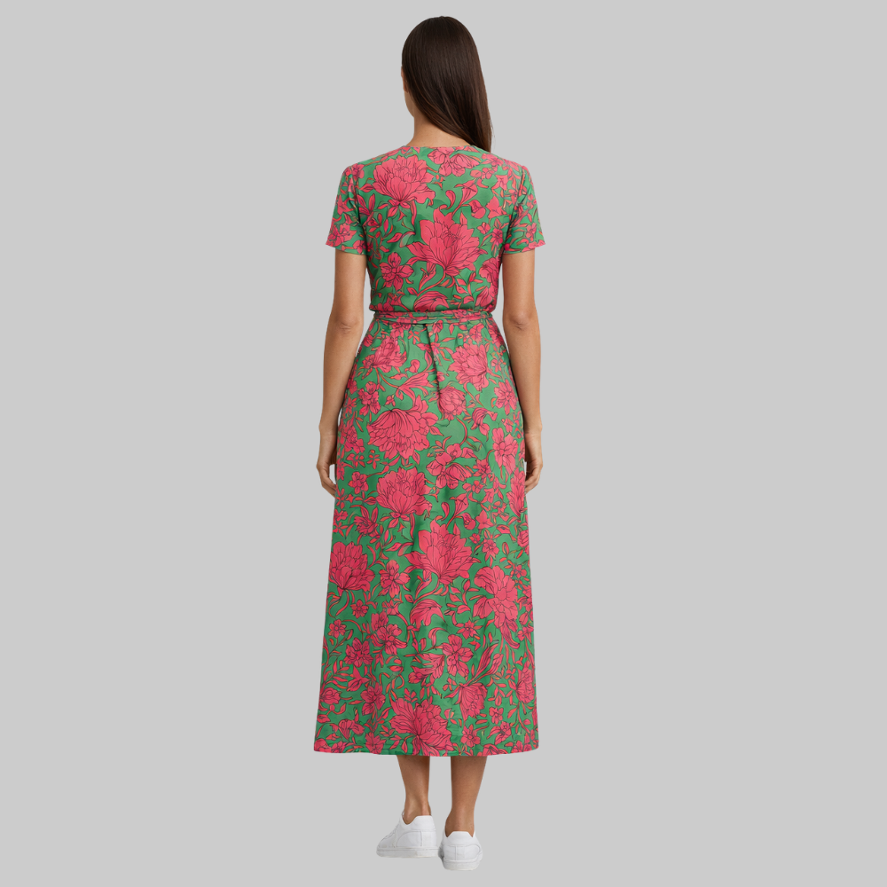 Elodie Women’s Summer Dress – Cotton Linen V-Neck Pleated Elegant Casual Fit