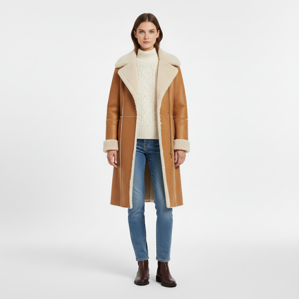 Long Winter Shearling Coat