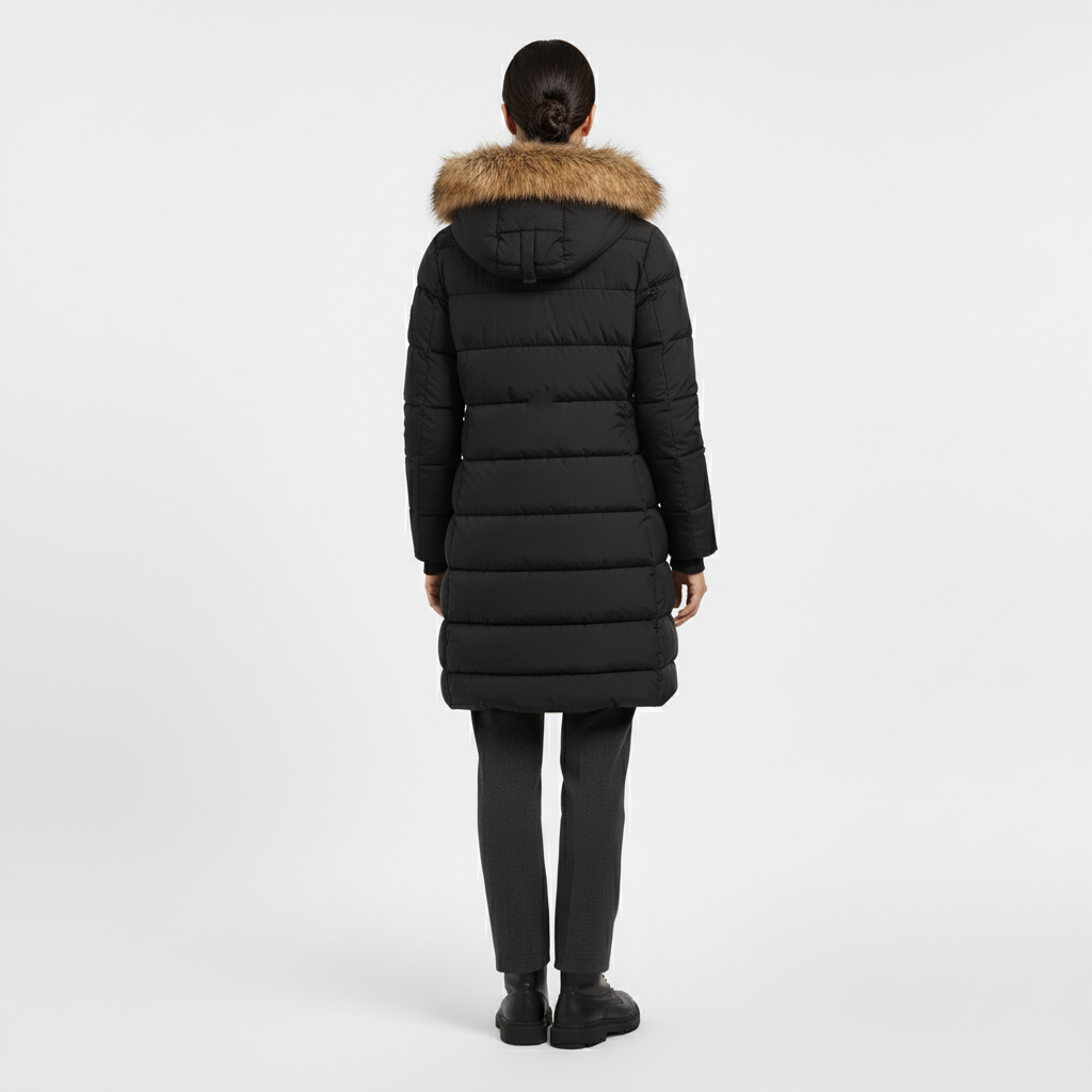 Long Winter Puffer Coat with Hood