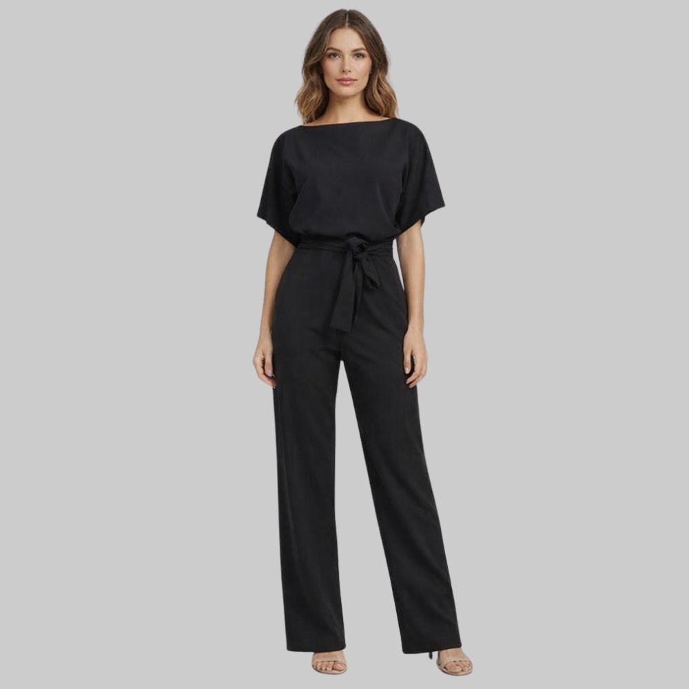 Hannah Women’s Jumpsuit – Slim Top Wide Leg Lace-Up Waist Elegant Casual Chic Fit