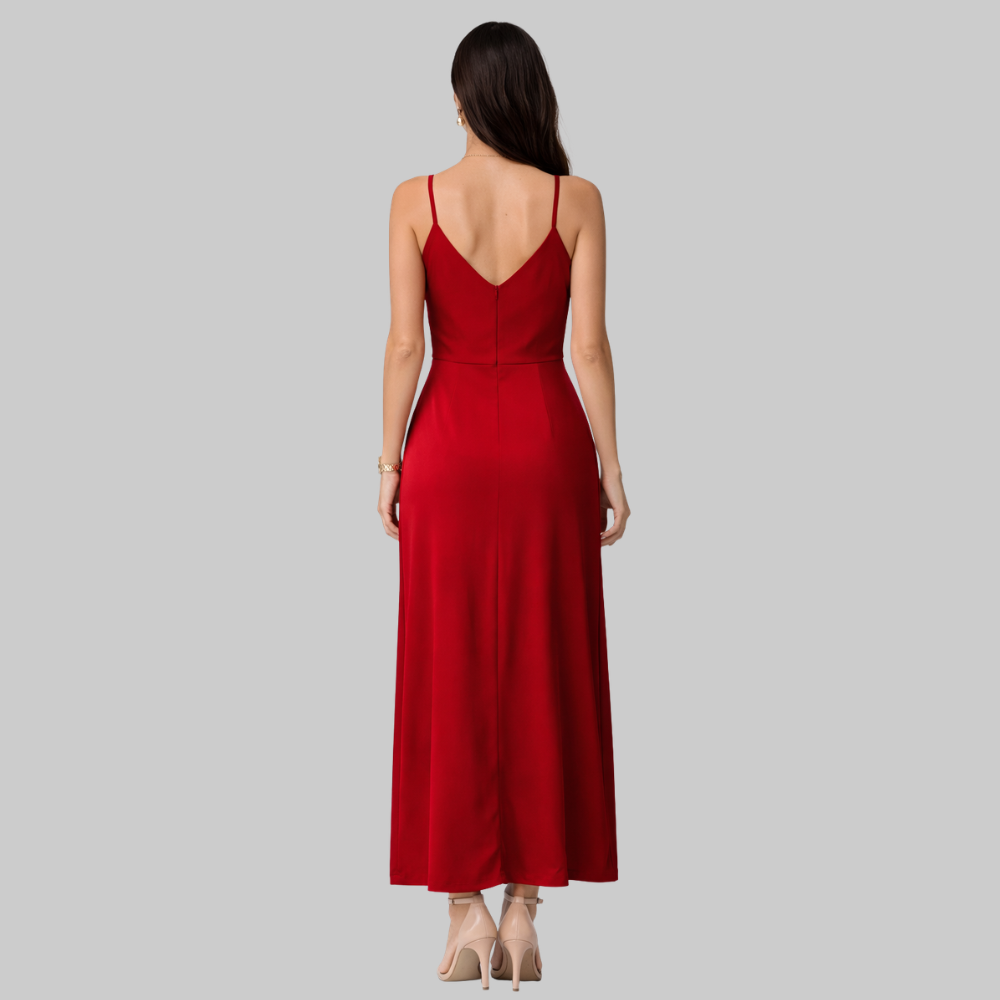 Lanie Women’s Slip Dress – Silky V-Neck Side Split Elegant Evening Summer Dress
