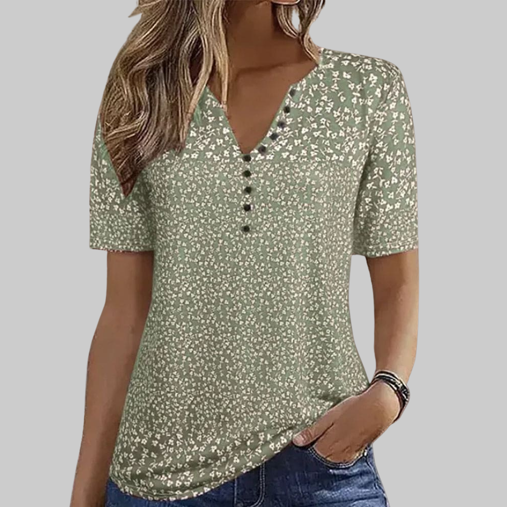 Naomi Women’s T-Shirt – Floral Print Cotton Blend Lightweight Casual Fit