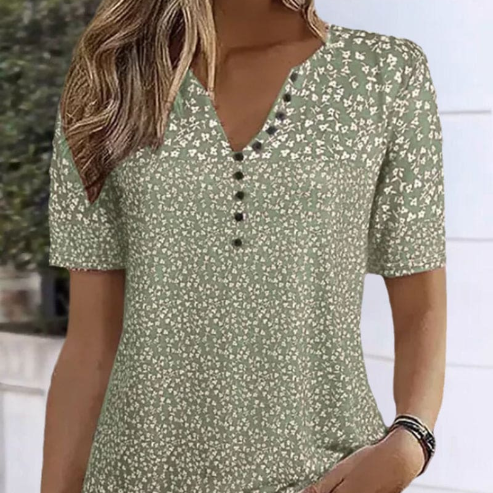 Naomi Women’s T-Shirt – Floral Print Cotton Blend Lightweight Casual Fit