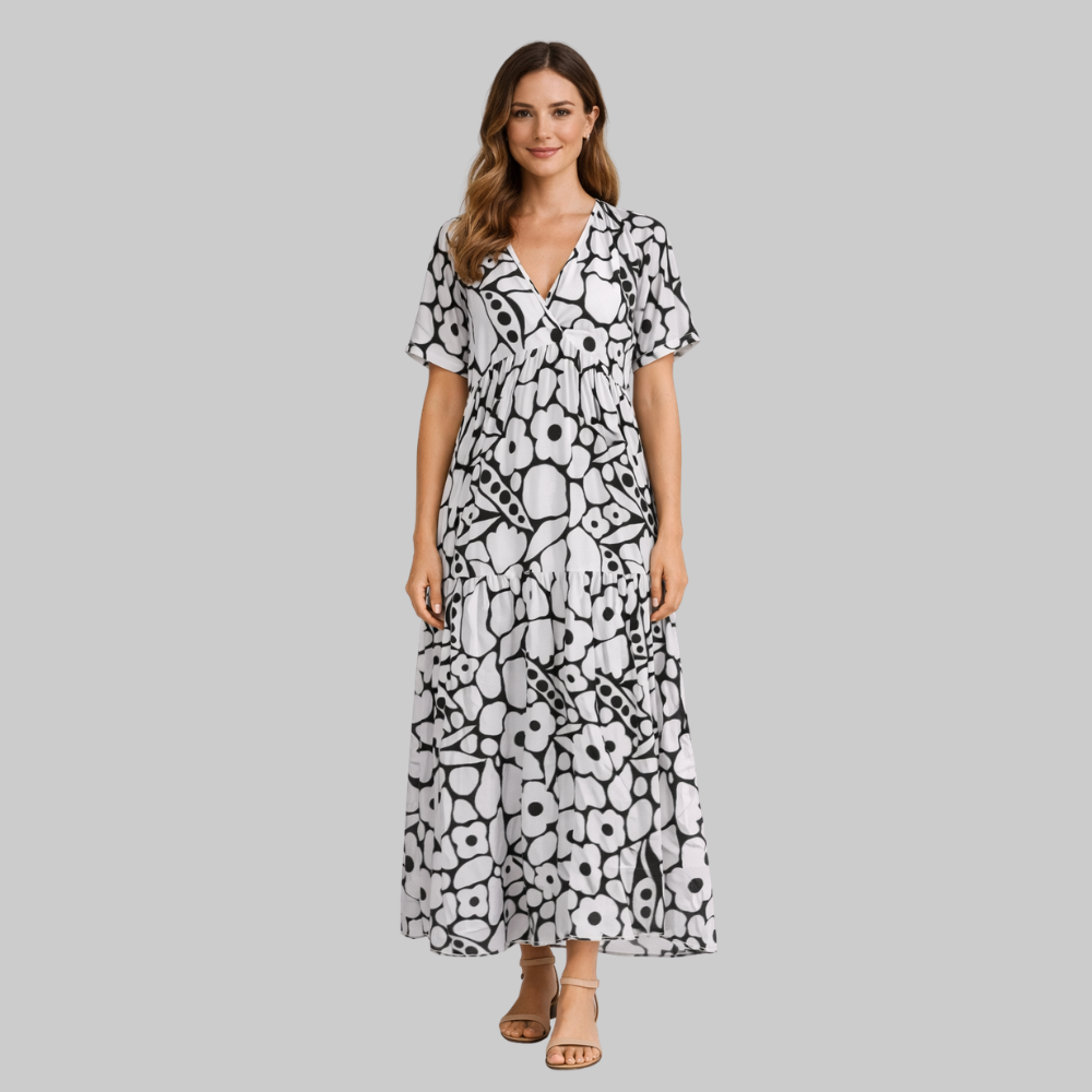 Nimfa Women’s Summer Dress – Lightweight V-Neck Breathable Casual Elegant Loose Fit