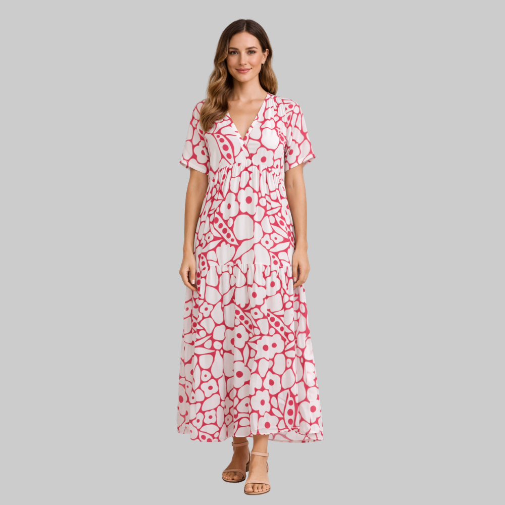 Nimfa Women’s Summer Dress – Lightweight V-Neck Breathable Casual Elegant Loose Fit