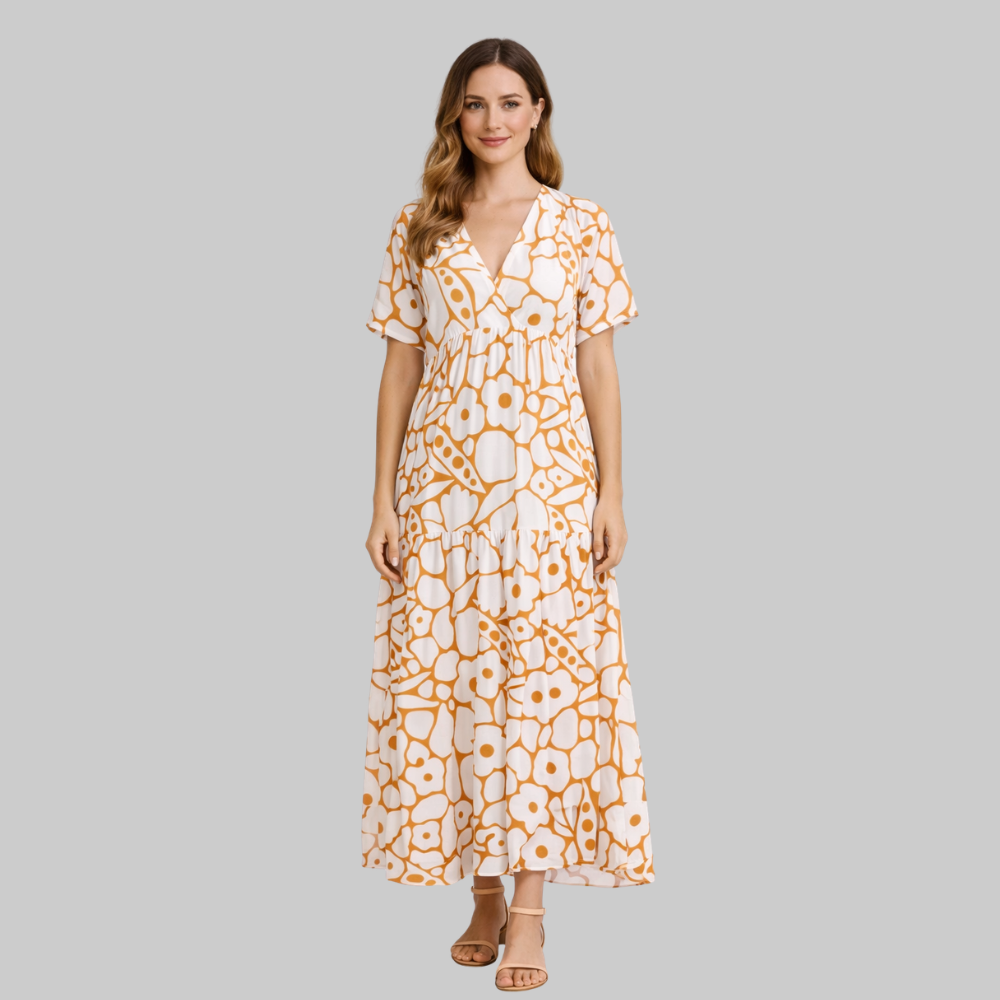 Nimfa Women’s Summer Dress – Lightweight V-Neck Breathable Casual Elegant Loose Fit