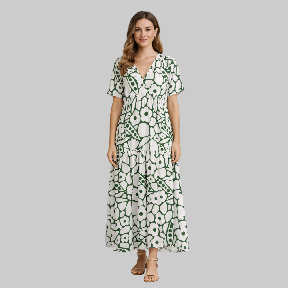 Nimfa Women’s Summer Dress – Lightweight V-Neck Breathable Casual Elegant Loose Fit