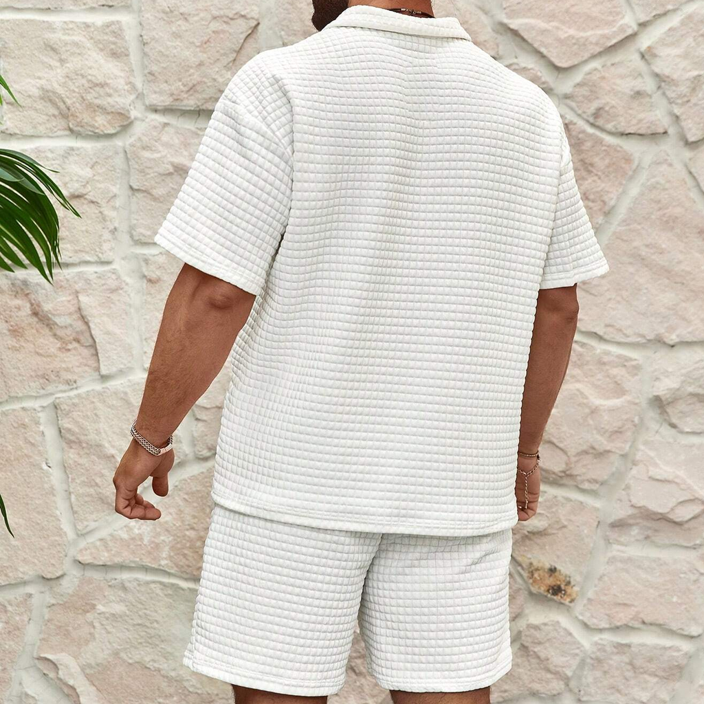 Lukas Men’s Summer Set – Breathable Waffle 2-Piece with Zip & Modern Fit