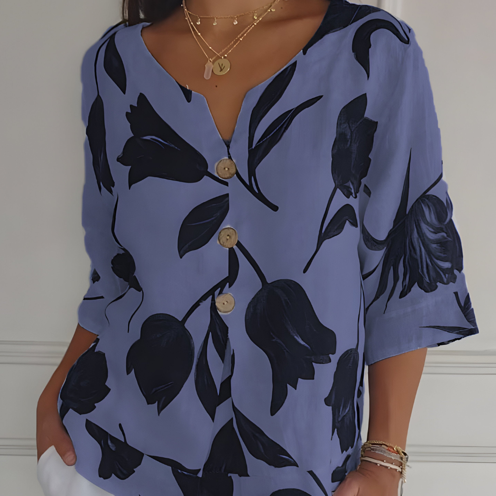 Isaleil Women’s Blouse – V-Neck Pleated Lightweight Breathable Casual Elegant Fit