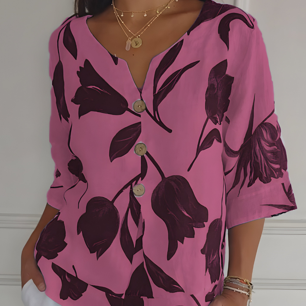 Isaleil Women’s Blouse – V-Neck Pleated Lightweight Breathable Casual Elegant Fit
