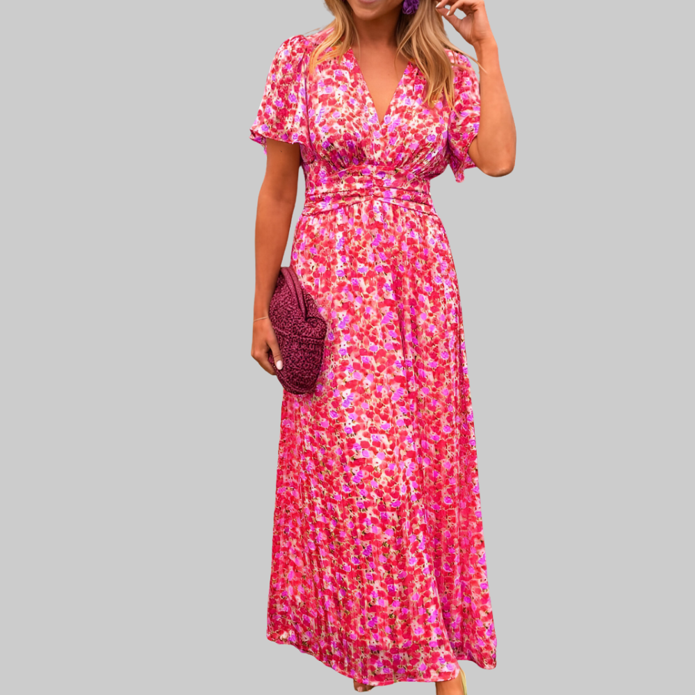 Anja Women’s Maxi Dress – V-Neck Flowing Elegant Evening Occasion Fit