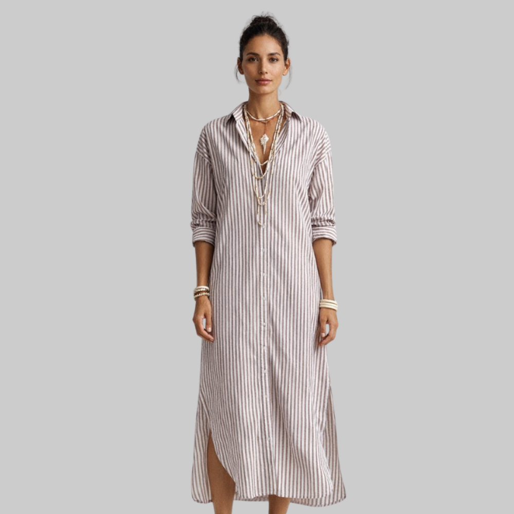 Kiella Women’s V-Neck Dress – Elegant Midi Dress with Belt & Wrinkle-Free Fabric