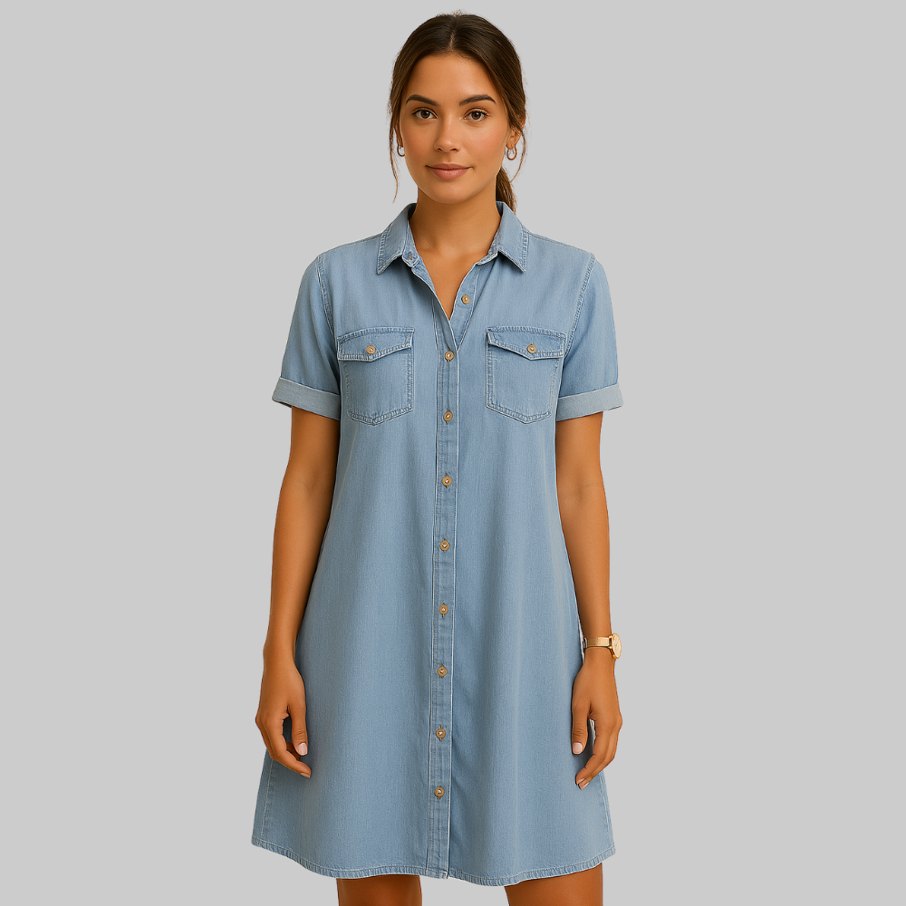 Jade Women’s Denim Dress – Button-Down Soft Denim Casual Chic Everyday Fit