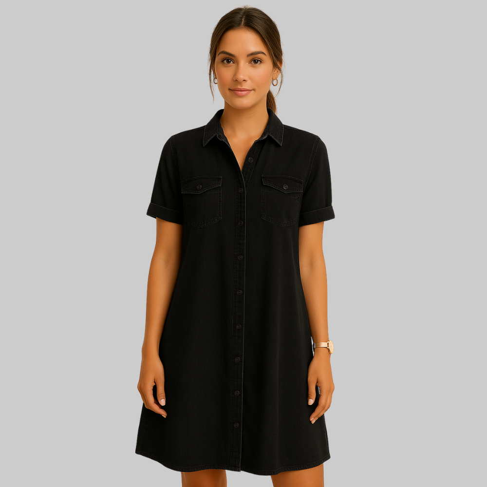 Jade Women’s Denim Dress – Button-Down Soft Denim Casual Chic Everyday Fit