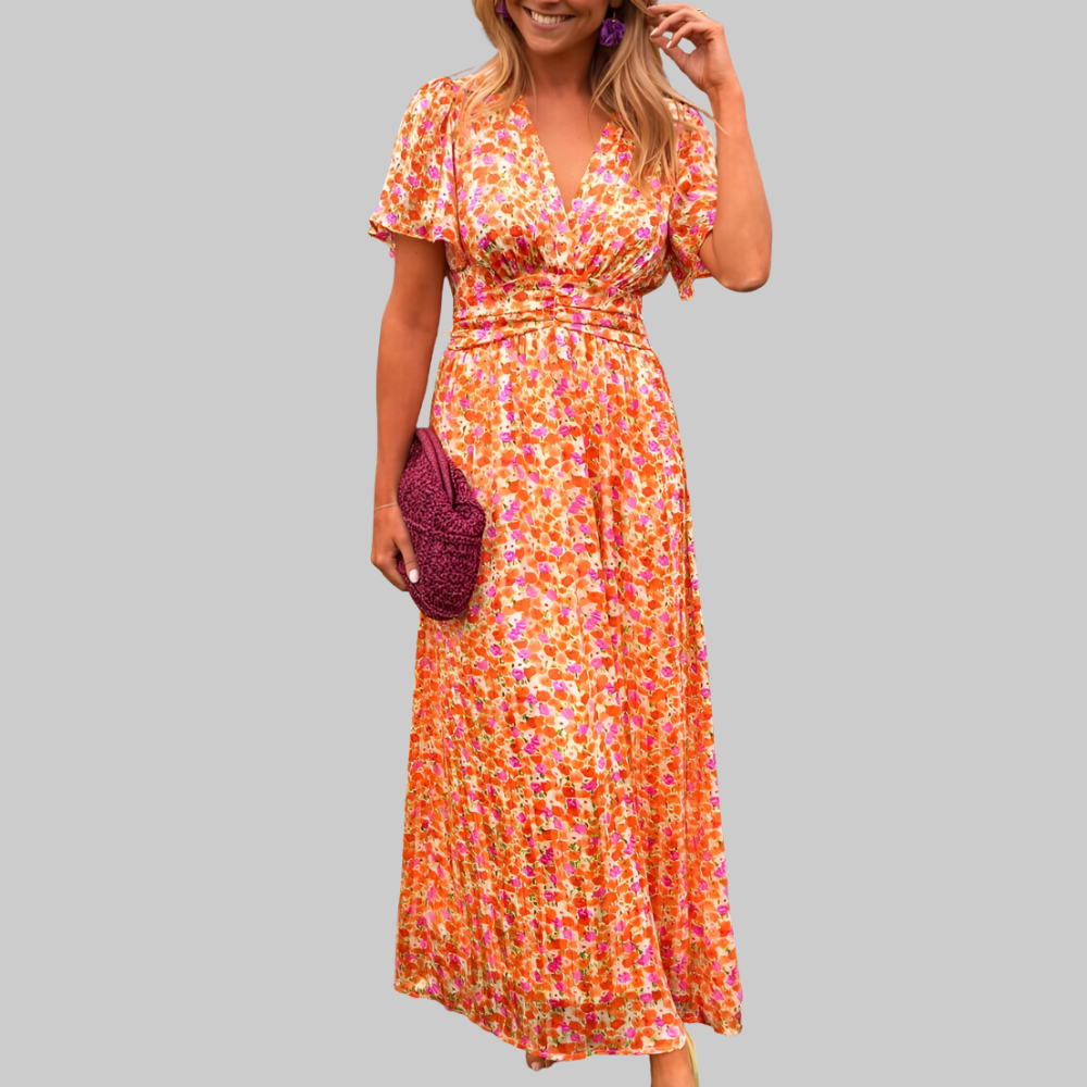 Anja Women’s Maxi Dress – V-Neck Flowing Elegant Evening Occasion Fit