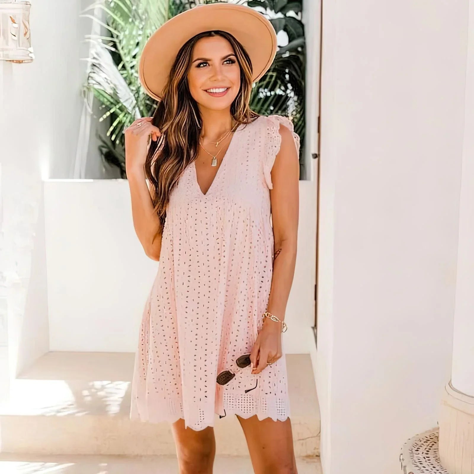 Alessia Women’s Summer Dress – Cotton Breathable with Built-In Shorts & Pockets