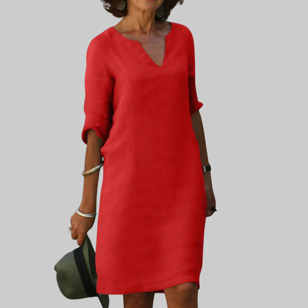 Irene Women’s Summer Dress – Flattering V-Neck Lightweight Elegant Casual Chic Fit