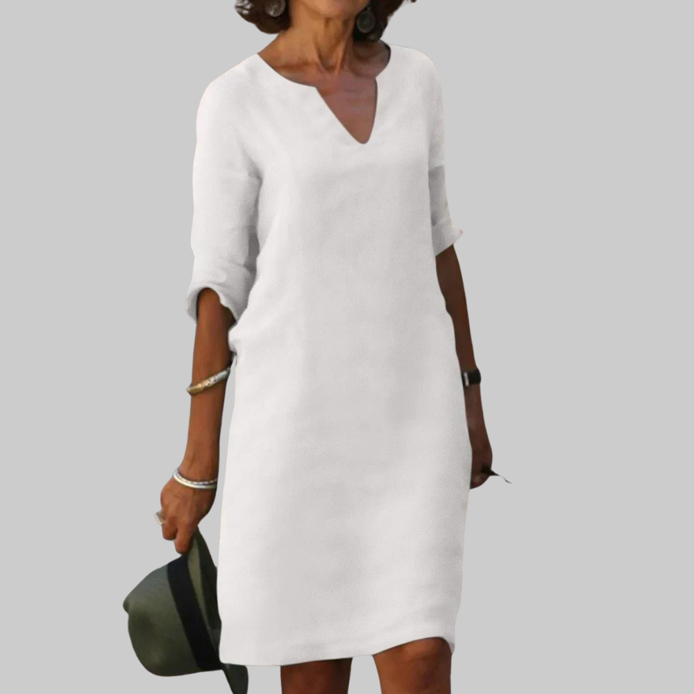 Irene Women’s Summer Dress – Flattering V-Neck Lightweight Elegant Casual Chic Fit