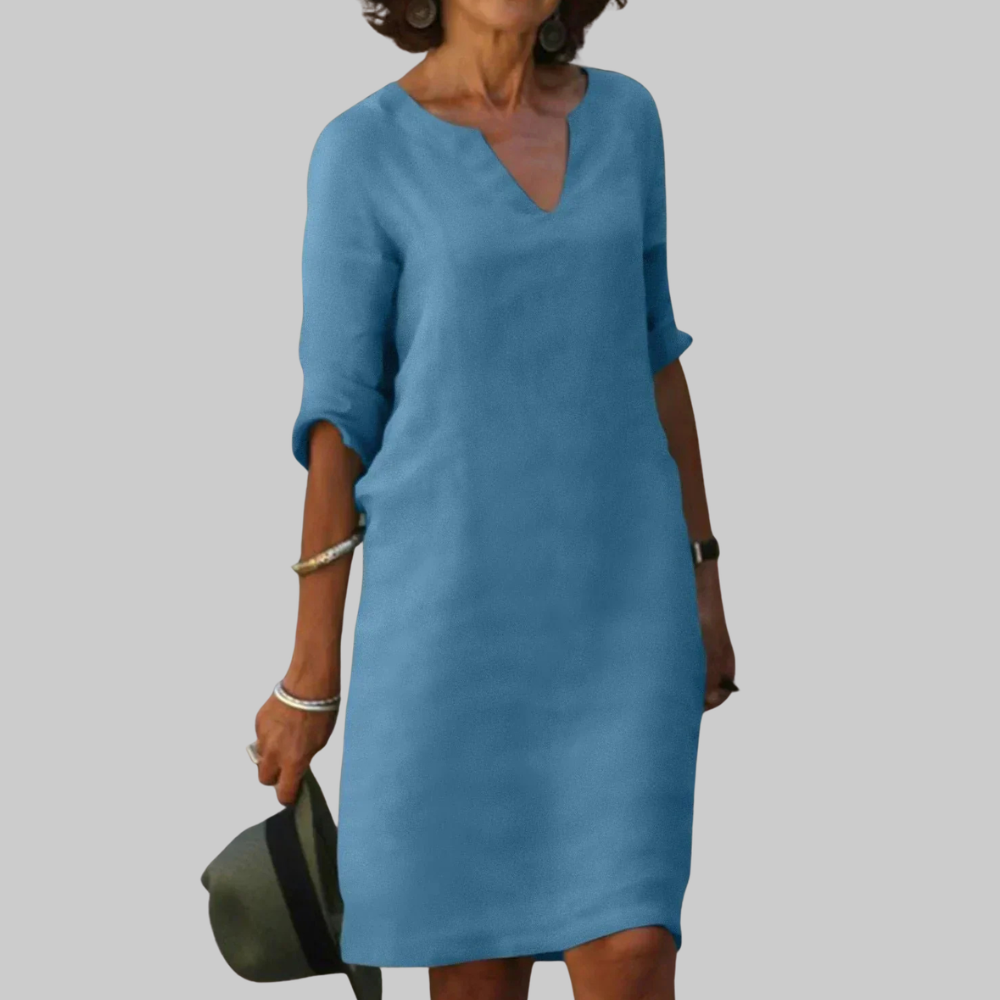 Irene Women’s Summer Dress – Flattering V-Neck Lightweight Elegant Casual Chic Fit