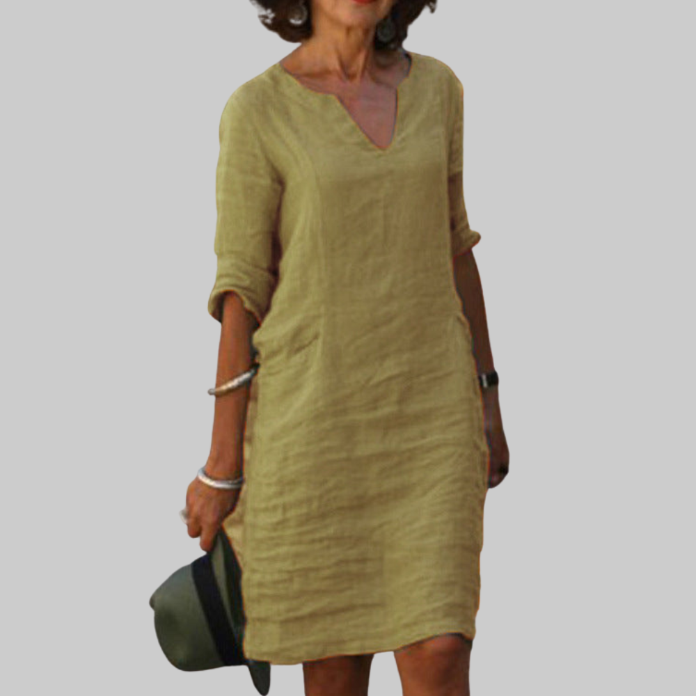 Irene Women’s Summer Dress – Flattering V-Neck Lightweight Elegant Casual Chic Fit