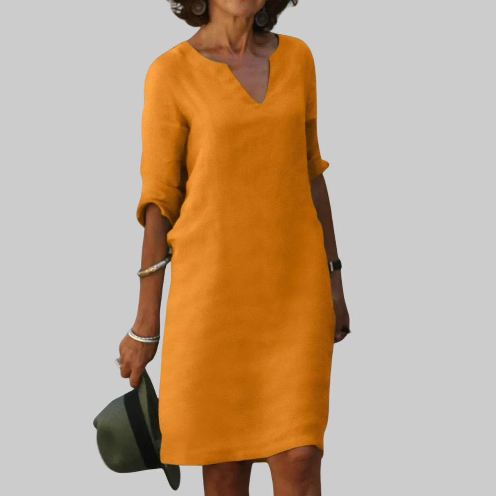 Irene Women’s Summer Dress – Flattering V-Neck Lightweight Elegant Casual Chic Fit