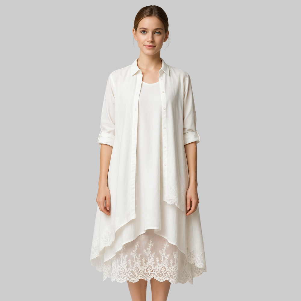 Aurora Women’s Boho Maxi Dress Set – Sleeveless Dress & Oversized Shirt 2-Piece Outfit
