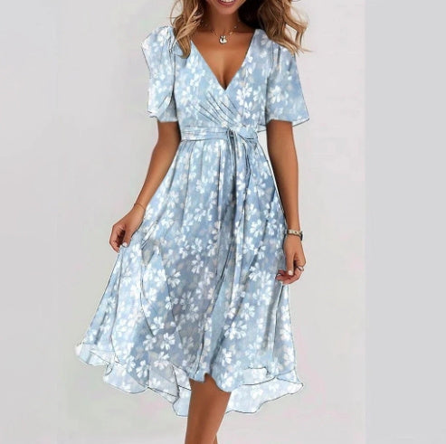 Sonia Women’s Midi Dress – Floral V-Neck Lightweight Flowy Elegant Summer Fit