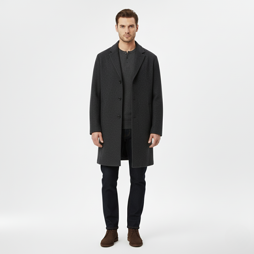 Modern Slim-Fit Wool Overcoat