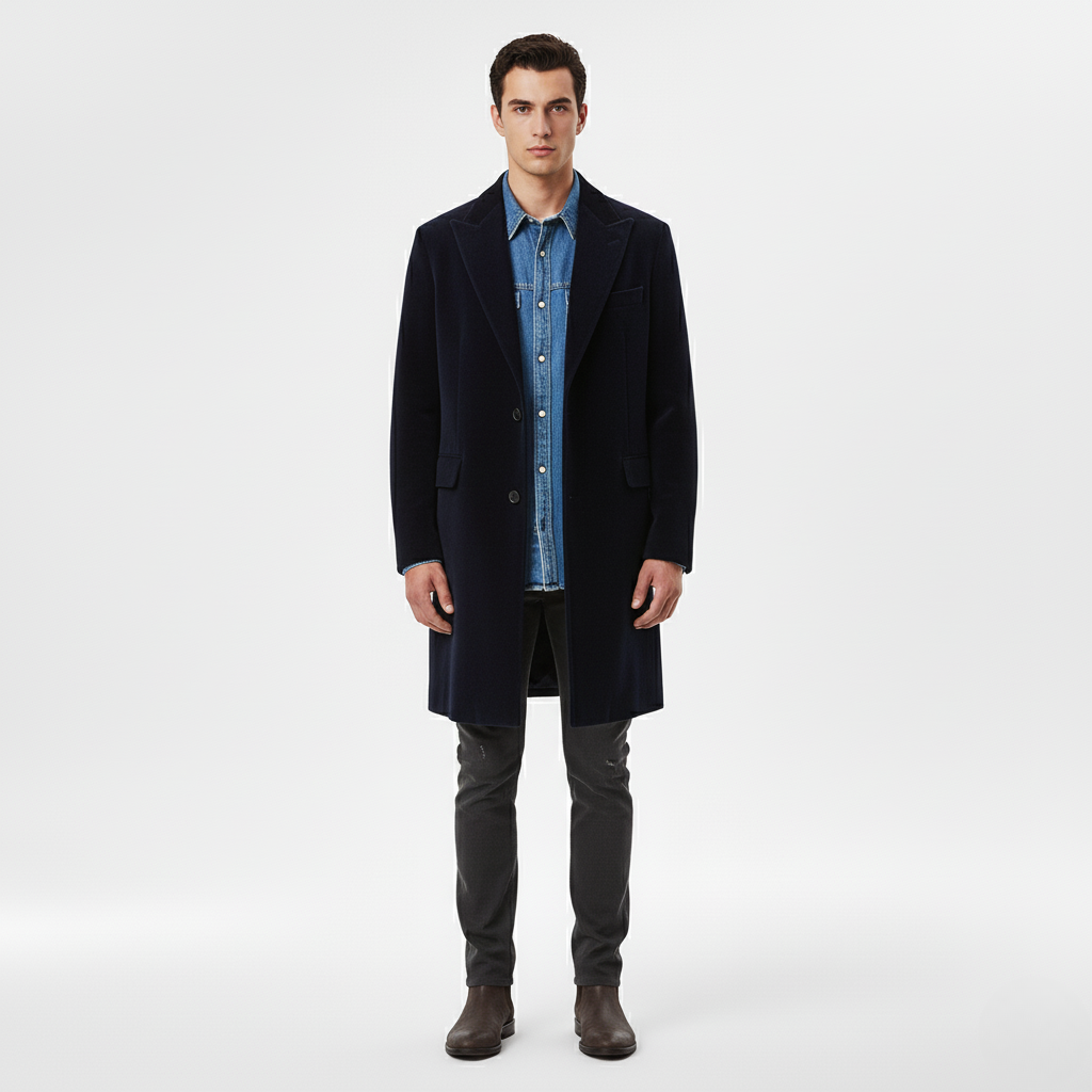 Classic Wool Tailored Long Overcoat