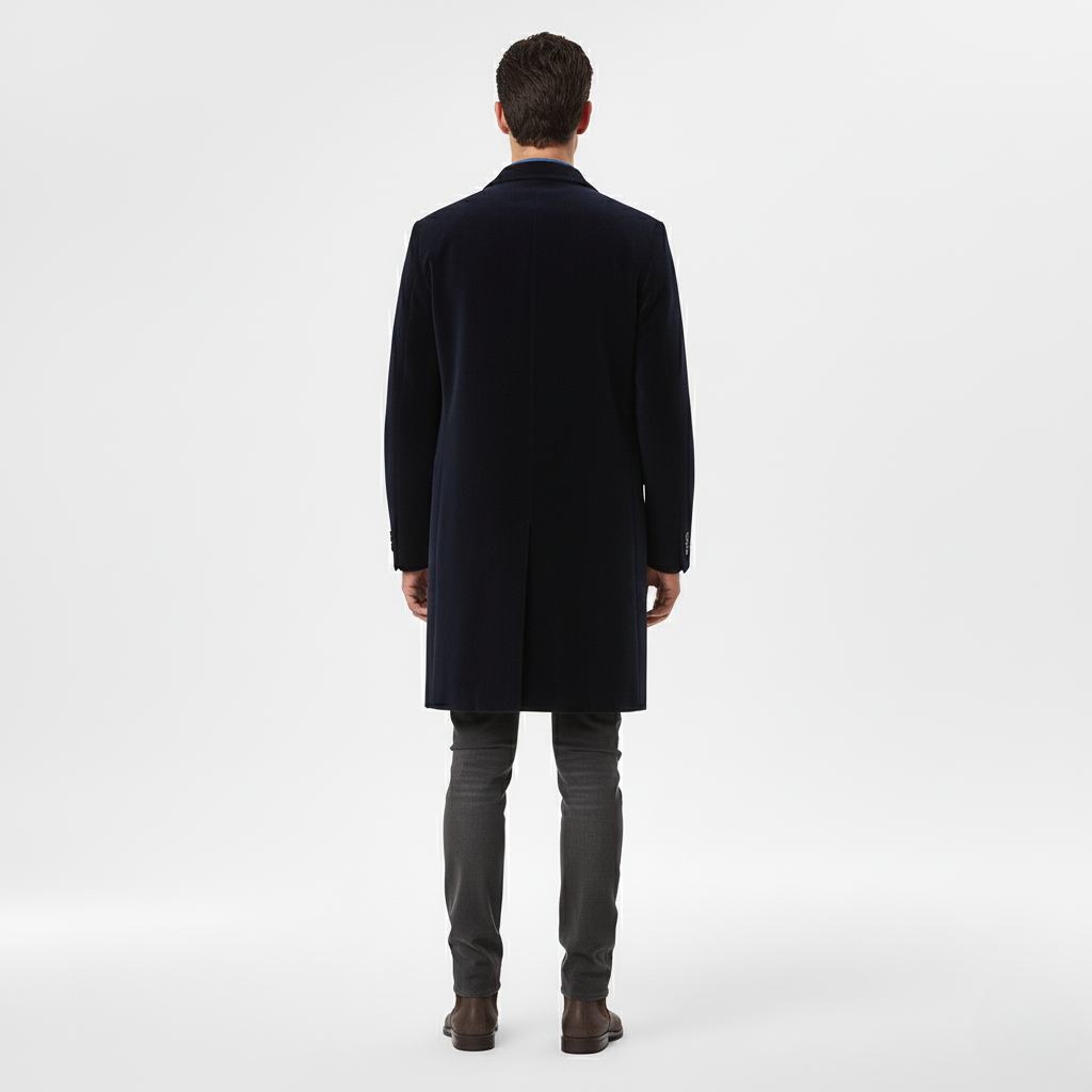 Classic Wool Tailored Long Overcoat