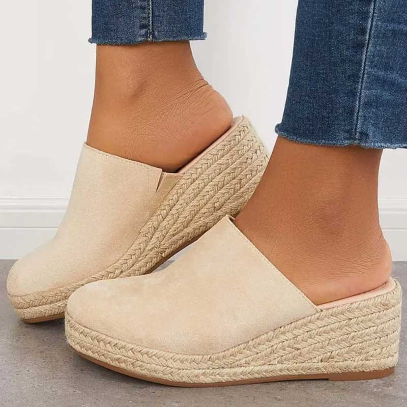 Mika Women’s Wedge Mules – Espadrille Jute Sole Slip-On Comfortable Summer Fit