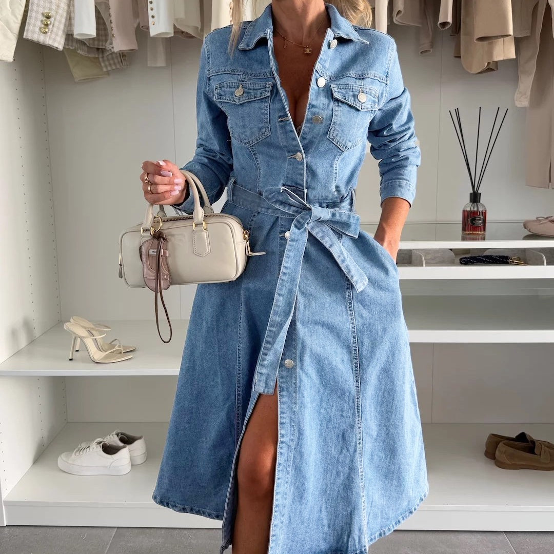 Elsie Women’s Denim Dress – Breathable Button-Down Summer Dress with Relaxed Fit