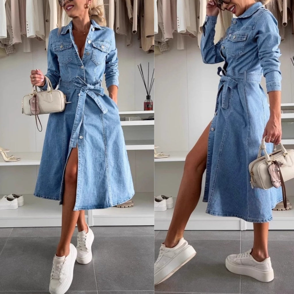 Elsie Women’s Denim Dress – Breathable Button-Down Summer Dress with Relaxed Fit